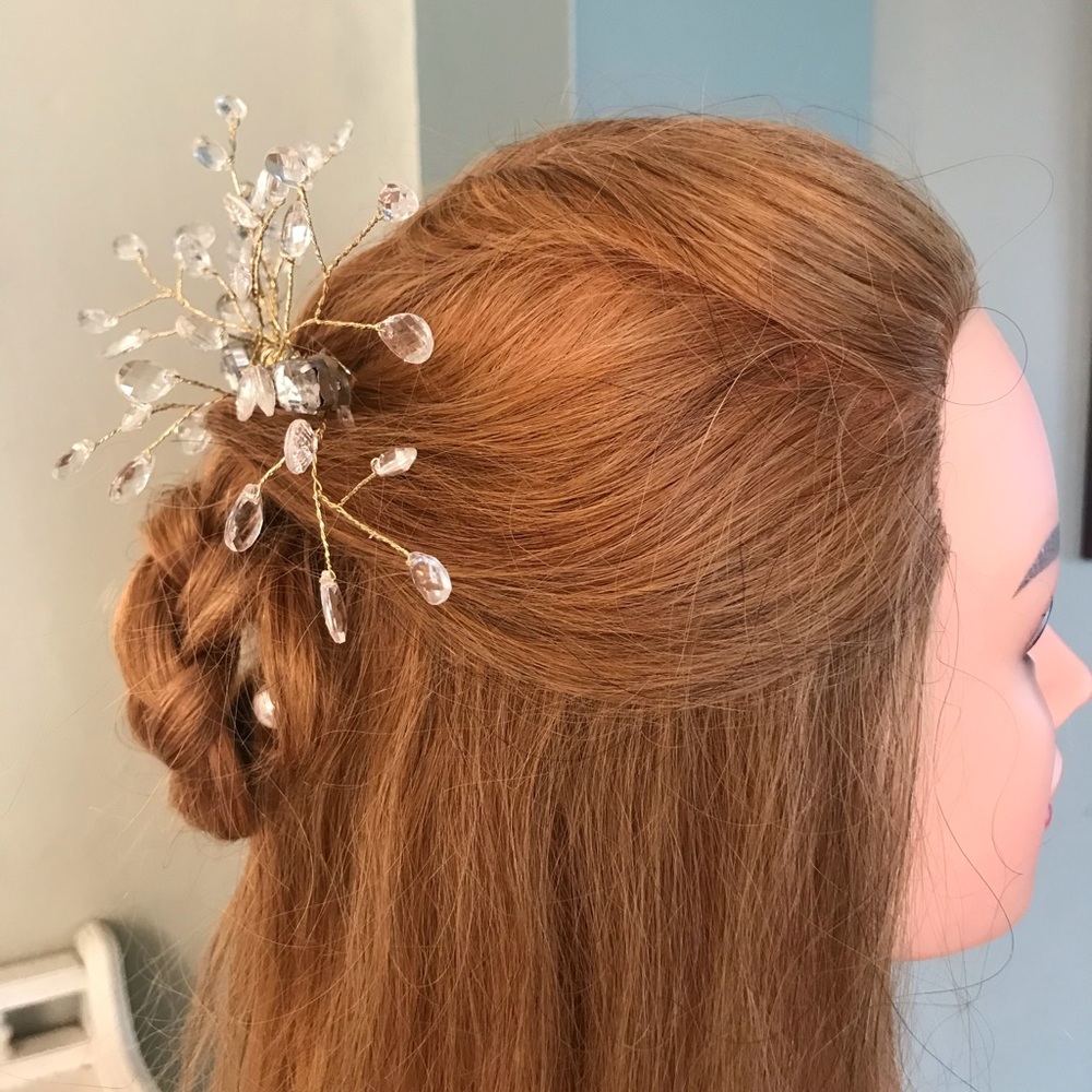 Hair comb with glass beads Prom /Wedding